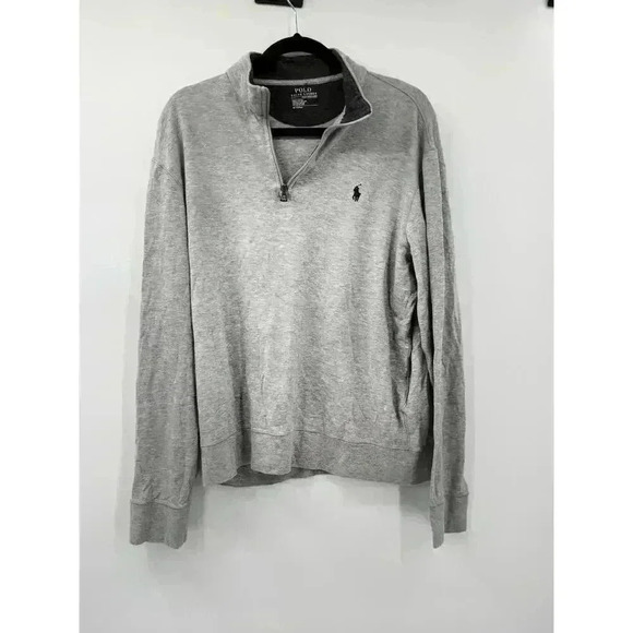 Polo Ralph Lauren Grey 1/4 Zip Long Sleeve Pull Over Sweater Men's Sz M Pony - Picture 3 of 6